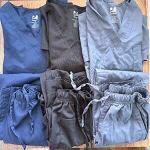 Dagacci Scrub Bundle Women’s XS | 3 Complete Sets | Gray Navy Black | VGUC
